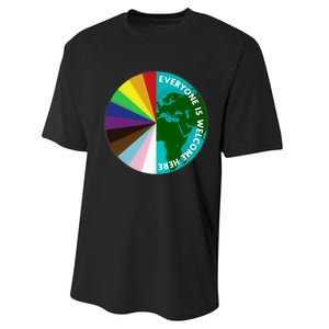 Everyone Is Welcome Here Lgbtq Ally Human Rights Earth Day Performance Sprint T-Shirt