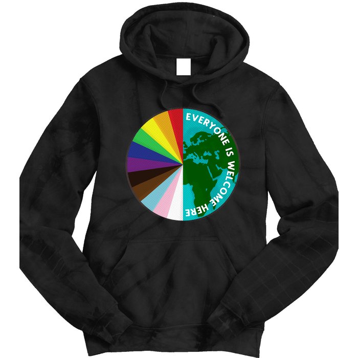 Everyone Is Welcome Here Lgbtq Ally Human Rights Earth Day Tie Dye Hoodie