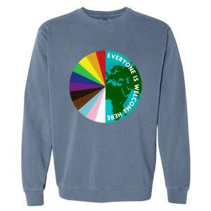 Everyone Is Welcome Here Lgbtq Ally Human Rights Earth Day Garment-Dyed Sweatshirt