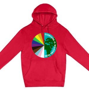 Everyone Is Welcome Here Lgbtq Ally Human Rights Earth Day Premium Pullover Hoodie