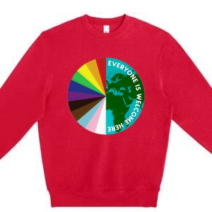 Everyone Is Welcome Here Lgbtq Ally Human Rights Earth Day Premium Crewneck Sweatshirt