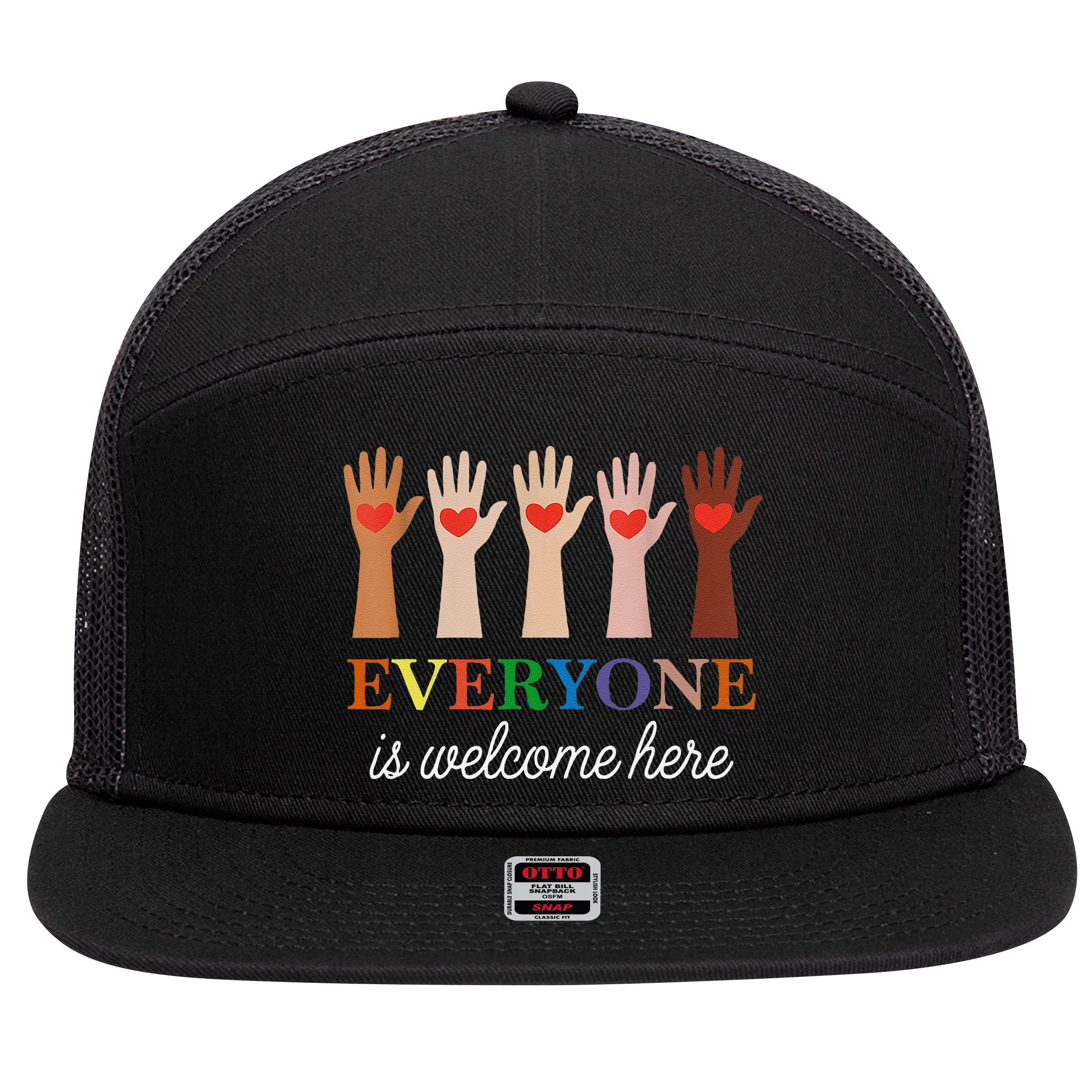 Everyone Is Welcome Here Idaho Teacher 7 Panel Mesh Trucker Snapback Hat