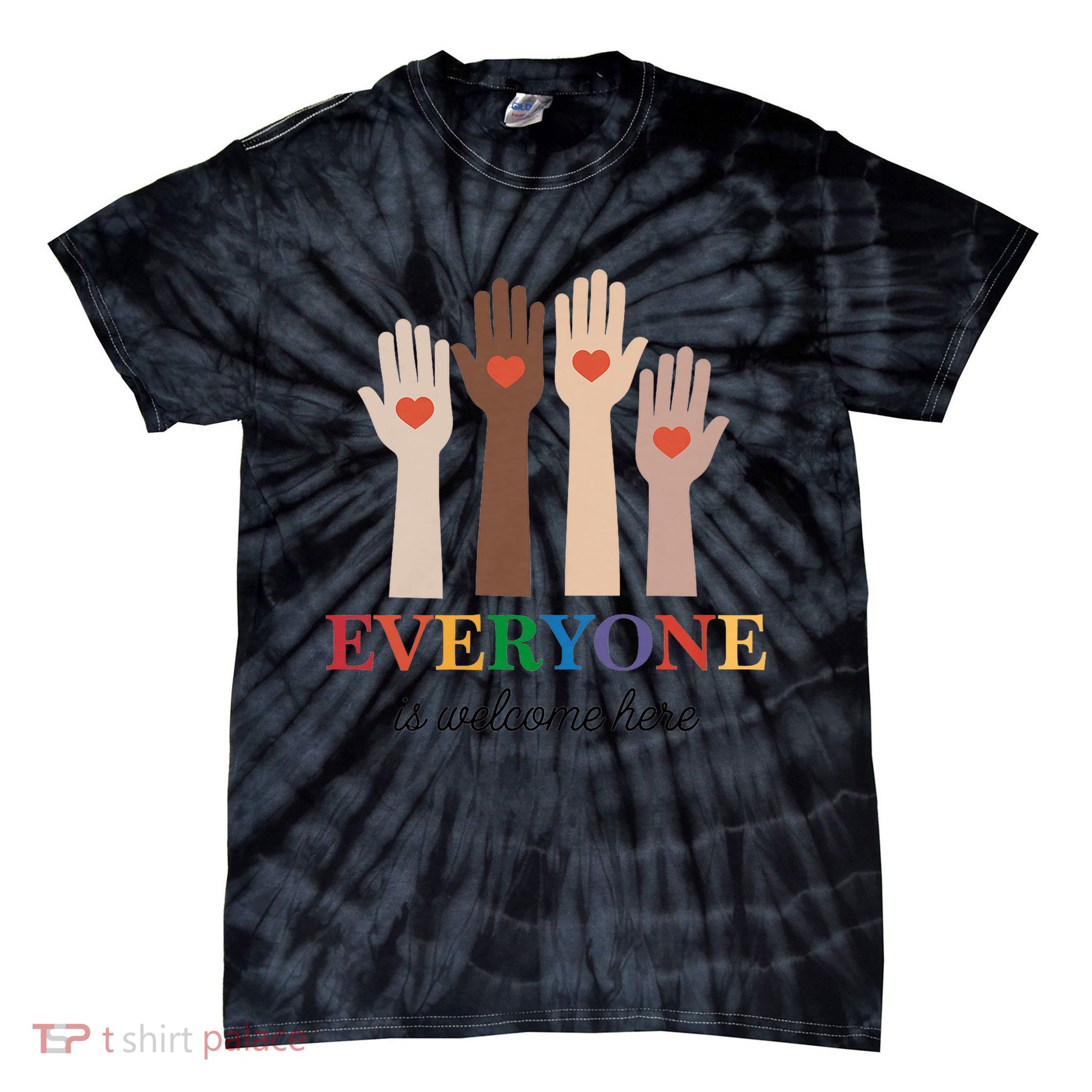 Everyone Is Welcome Here Idaho Teacher Tie-Dye T-Shirt