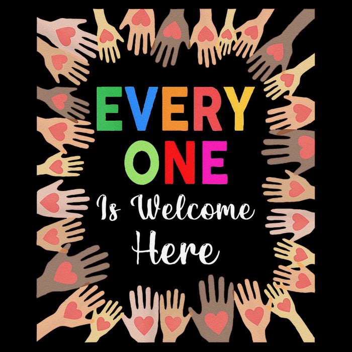 Everyone Is Welcome Here Hand Idaho Teacher V-Neck T-Shirt