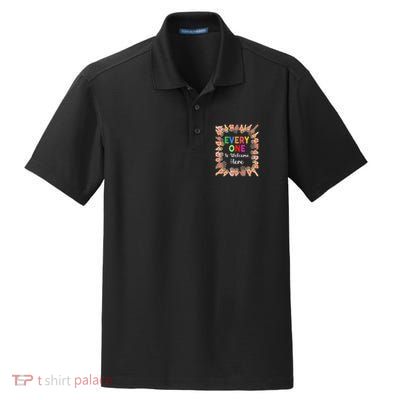 Everyone Is Welcome Here Hand Idaho Teacher Dry Zone Grid Polo