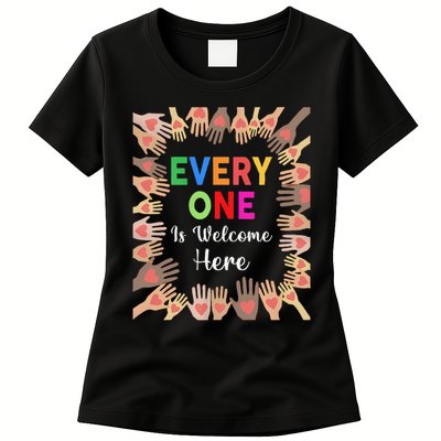 Everyone Is Welcome Here Hand Idaho Teacher Womens T-Shirt