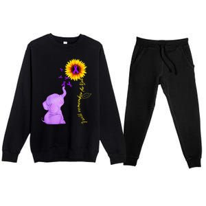 Elephant I Will Remember For You Sunflower Alzheimer Premium Crewneck Sweatsuit Set