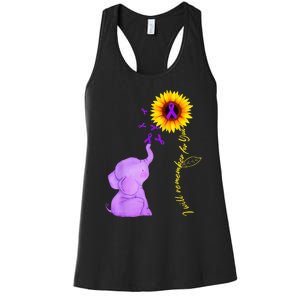 Elephant I Will Remember For You Sunflower Alzheimer Women's Racerback Tank