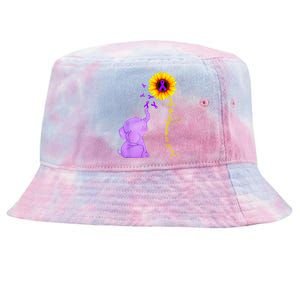 Elephant I Will Remember For You Sunflower Alzheimer Tie-Dyed Bucket Hat