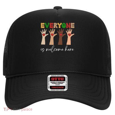 Everyone Is Welcome Here Idaho Teacher For Women Teacher High Crown Mesh Back Trucker Hat