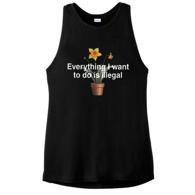 Everything I Want To Do Is Illegal Flower Ladies PosiCharge Tri-Blend Wicking Tank