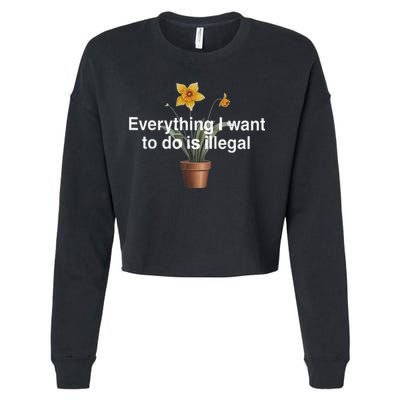 Everything I Want To Do Is Illegal Flower Cropped Pullover Crew