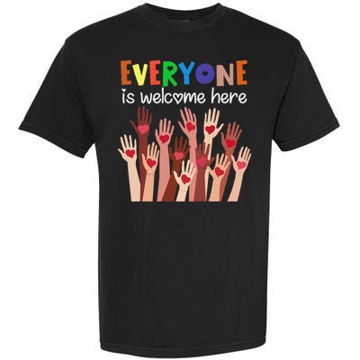 Everyone Is Welcome Here Idaho Teacher Women Garment-Dyed Heavyweight T-Shirt