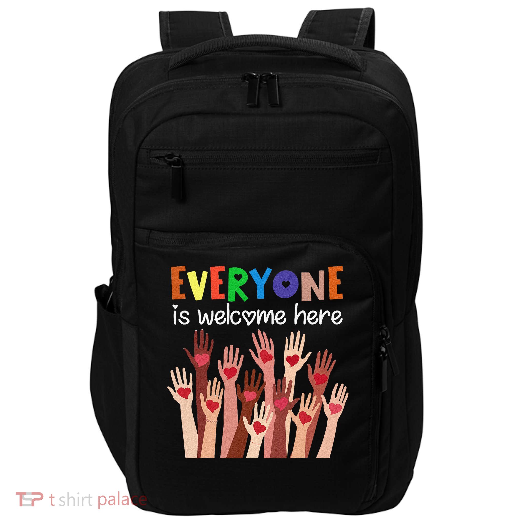 Everyone Is Welcome Here Idaho Teacher Women Impact Tech Backpack
