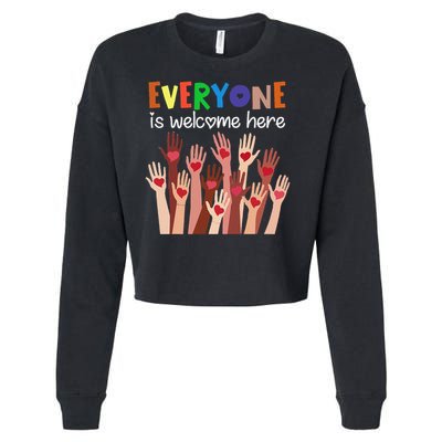 Everyone Is Welcome Here Idaho Teacher Women Cropped Pullover Crew