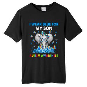 Elephant I Wear Blue For My Son Autism Awareness Cute Gift Tall Fusion ChromaSoft Performance T-Shirt