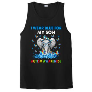 Elephant I Wear Blue For My Son Autism Awareness Cute Gift PosiCharge Competitor Tank