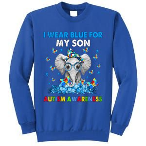 Elephant I Wear Blue For My Son Autism Awareness Cute Gift Sweatshirt