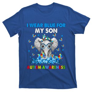 Elephant I Wear Blue For My Son Autism Awareness Cute Gift T-Shirt