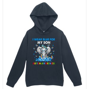 Elephant I Wear Blue For My Son Autism Awareness Cute Gift Urban Pullover Hoodie