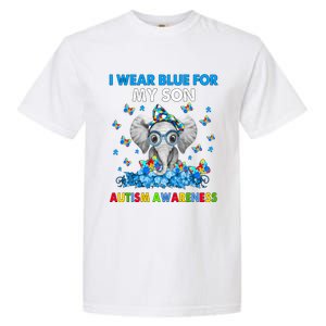 Elephant I Wear Blue For My Son Autism Awareness Cute Gift Garment-Dyed Heavyweight T-Shirt