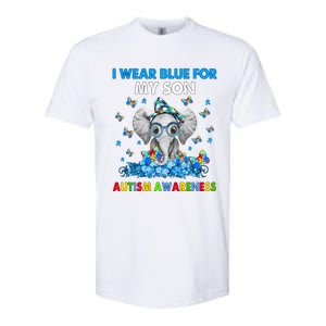 Elephant I Wear Blue For My Son Autism Awareness Cute Gift Softstyle CVC T-Shirt