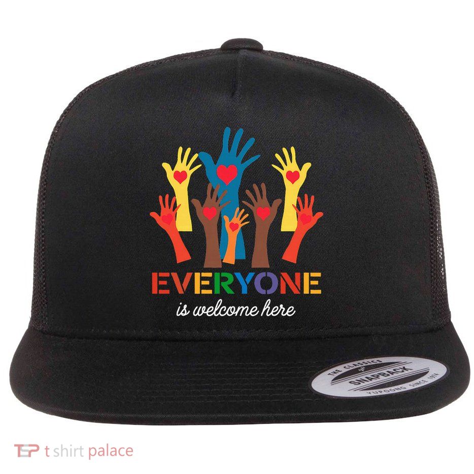 Everyone Is Welcome Here Idaho Teacher  Flat Bill Trucker Hat