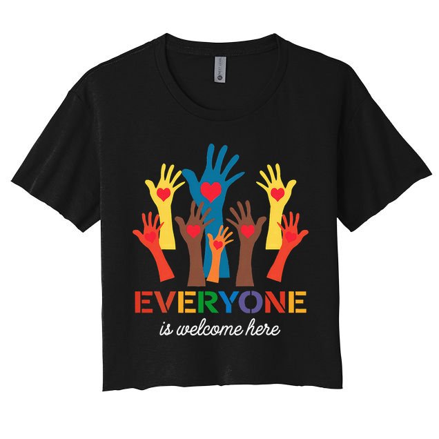 Everyone Is Welcome Here Idaho Teacher  Women's Crop Top Tee