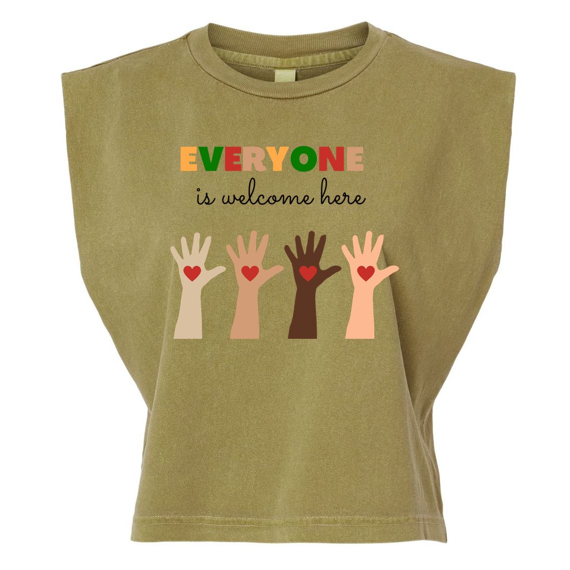 Everyone Is Welcome Here Equality Kindness Inspirational  Garment-Dyed Women's Muscle Tee