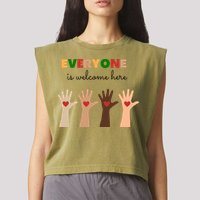 Everyone Is Welcome Here Equality Kindness Inspirational  Garment-Dyed Women's Muscle Tee