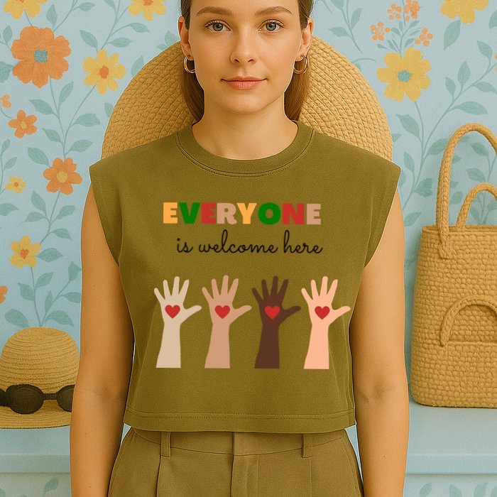 Everyone Is Welcome Here Equality Kindness Inspirational  Garment-Dyed Women's Muscle Tee