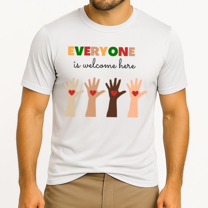 Everyone Is Welcome Here Equality Kindness Inspirational  Cooling Performance Crew T-Shirt