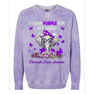 Elephant I Wear Purple For My Mom Pancreatic Cancer Cute Gift Colorblast Crewneck Sweatshirt