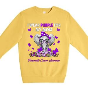 Elephant I Wear Purple For My Mom Pancreatic Cancer Cute Gift Premium Crewneck Sweatshirt