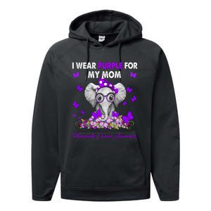 Elephant I Wear Purple For My Mom Pancreatic Cancer Cute Gift Performance Fleece Hoodie