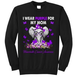 Elephant I Wear Purple For My Mom Pancreatic Cancer Cute Gift Sweatshirt