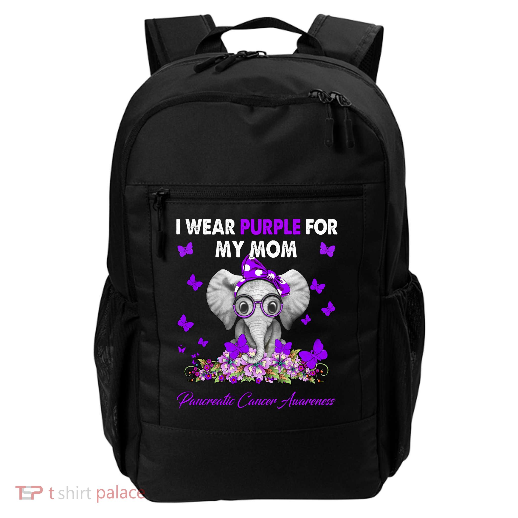 Elephant I Wear Purple For My Mom Pancreatic Cancer Cute Gift Backpack