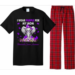 Elephant I Wear Purple For My Mom Pancreatic Cancer Cute Gift Pajama Set