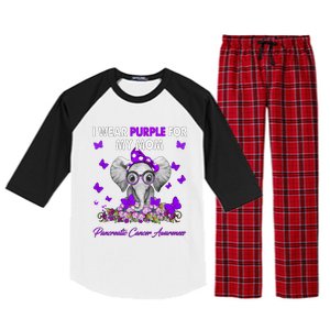 Elephant I Wear Purple For My Mom Pancreatic Cancer Cute Gift Raglan Sleeve Pajama Set