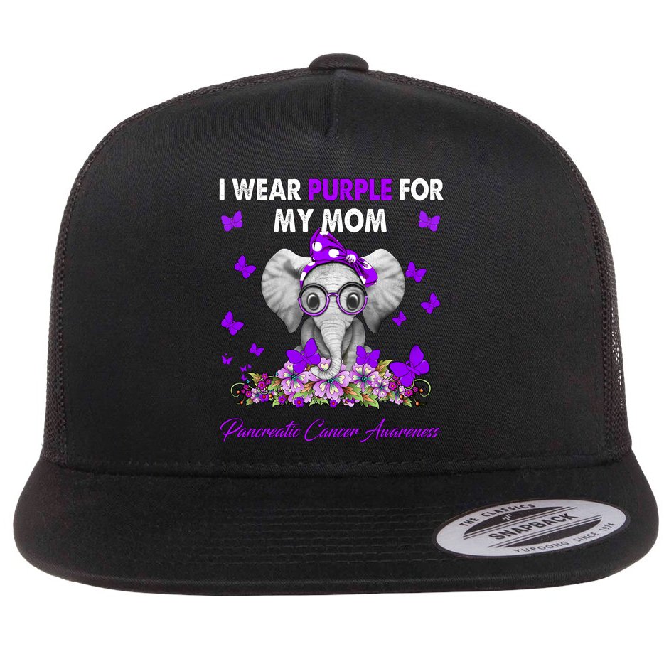Elephant I Wear Purple For My Mom Pancreatic Cancer Cute Gift Flat Bill Trucker Hat