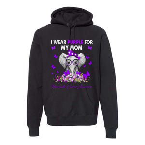 Elephant I Wear Purple For My Mom Pancreatic Cancer Cute Gift Premium Hoodie