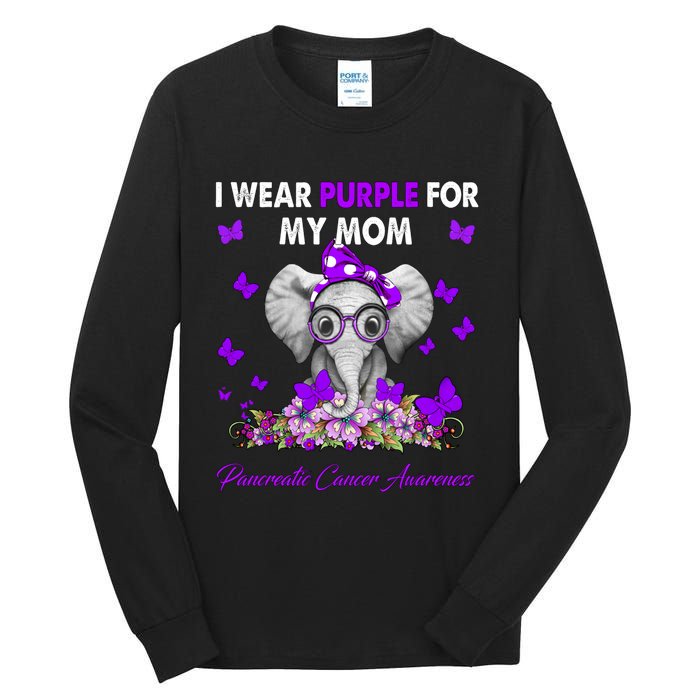 Elephant I Wear Purple For My Mom Pancreatic Cancer Cute Gift Tall Long Sleeve T-Shirt