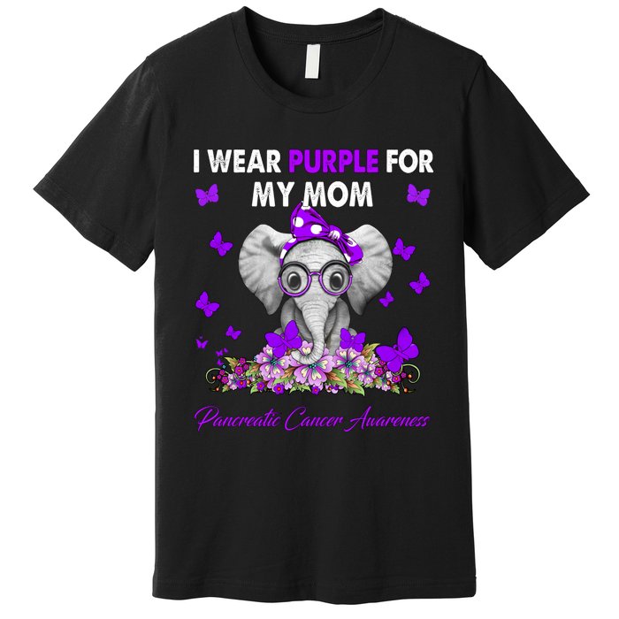 Elephant I Wear Purple For My Mom Pancreatic Cancer Cute Gift Premium T-Shirt