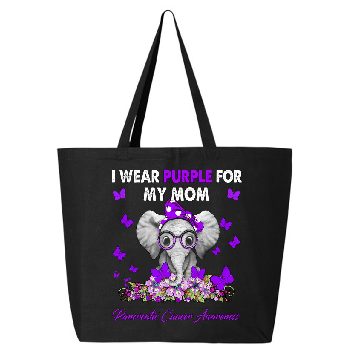 Elephant I Wear Purple For My Mom Pancreatic Cancer Cute Gift 25L Jumbo Tote