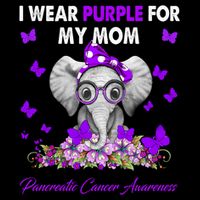 Elephant I Wear Purple For My Mom Pancreatic Cancer Cute Gift Baby Bodysuit
