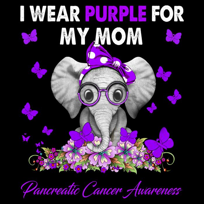 Elephant I Wear Purple For My Mom Pancreatic Cancer Cute Gift Baby Bodysuit