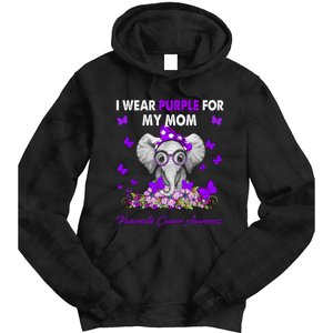 Elephant I Wear Purple For My Mom Pancreatic Cancer Cute Gift Tie Dye Hoodie