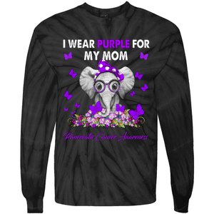 Elephant I Wear Purple For My Mom Pancreatic Cancer Cute Gift Tie-Dye Long Sleeve Shirt