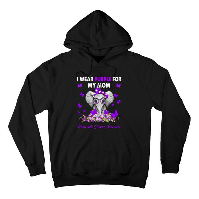 Elephant I Wear Purple For My Mom Pancreatic Cancer Cute Gift Tall Hoodie