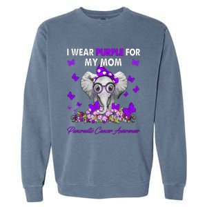 Elephant I Wear Purple For My Mom Pancreatic Cancer Cute Gift Garment-Dyed Sweatshirt